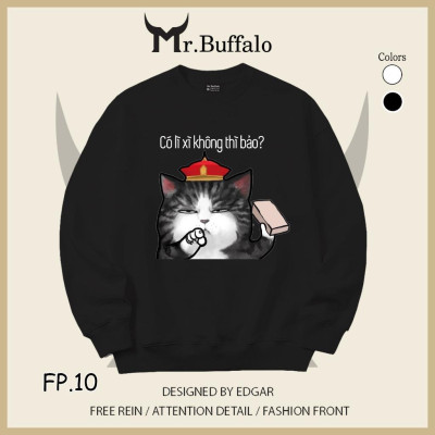Áo Sweater tết Mèo xin lì xì size 40kg tới 100kg Mr.Buffalo