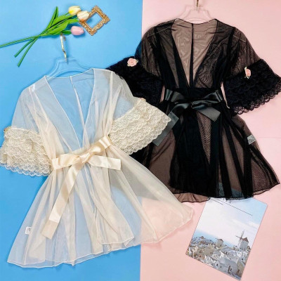 Váy ngủ bodysuit hoa sexy Q67 - Set váy ngủ kèm áo choàng sexy gợi cảm - Đầm ngủ