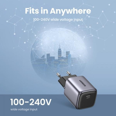Ugreen UG15328CD318TK 20W Bộ sạc nhanh Nexode GaN USB type c PD3.0 qc4.0 Màu Trắng Chuẩn cắm US - HÀNG CHÍNH HÃNG