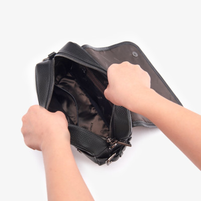 Túi Đeo Chéo Công Sở Túi Nam Hàng Hiệu GENCE TD07 Da Bò Cao Cấp Màu Đen Dáng Ngang