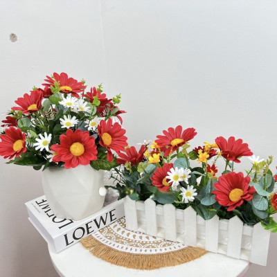 Chậu hoa đồng tiền nhân tạo để bàn làm việc - Cây giả, hoa lụa Decor trang trí nhà cửa