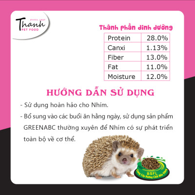Thức ăn Nhím Kiểng của nhãn GREENABC – Cung cấp đầy đủ protein - canxi - lipid thơm ngon kích thích khứu giác, ăn ngon – Hộp 280g