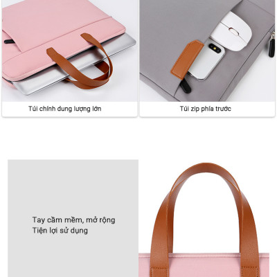 Cặp Đựng Laptop Cao Cấp Teement, Cặp Tài Liệu, Túi Chống Sốc Cầm Tay Thời Trang Laptop 13,13.3,14,15 15.6 Inch - Hàng Chính Hãng