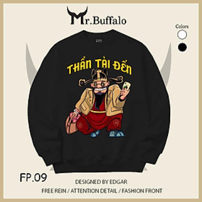 Áo Sweater "chơi tết" Thần Tài Đến size 40kg tới 100kg Mr.Buffalo