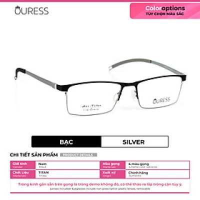 Gọng kính titanium T1182 nửa khung thời trang nam cao cấp siêu nhẹ siêu bền OURESS