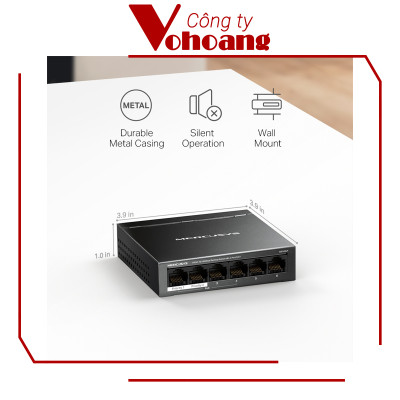 Bộ Chia Mạng Swich PoE Mercusys MS106LP 6 Cổng 10/100Mbps Hỗ Trợ 4 Cổng PoE+ Mỗi Cổng Công Suất 30W Kết Nối Lên Đên 250 Mét - Hàng Chính Hãng