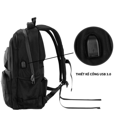 Balo laptop đa năng màu đen trơn hàng chính hãng YVan 213