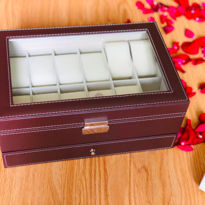 Hộp đựng đồng hồ và trang sức 2 tầng SAIKE SAIKE mã S223 màu nâu