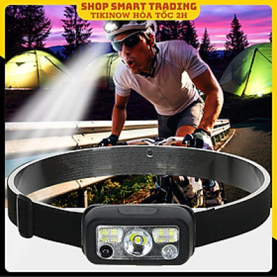Đèn Pin LED Đội Đầu Sạc USB - cảm ứng ánh sáng, chống nước dùng ngoài trời - hàng nhập khẩu