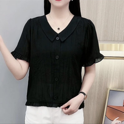 Áo sơ mi nữ tay ngắn, áo kiểu nữ, chất liệu Đũi mềm mát, form trẻ trung, năng động NeSa Shop