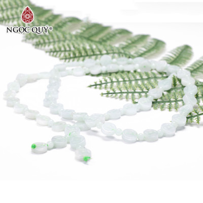 Chuỗi cổ đồng tiền đá cẩm thạch A 70cm mệnh hỏa, mộc - Ngọc Quý Gemstones