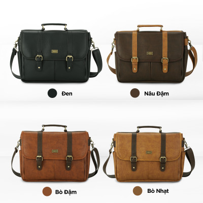 Cặp da đựng laptop đi học 14 inch IDIGO UB2 - 6021, túi xách công sở nam nữ nhiều ngăn đựng tài liệu A4