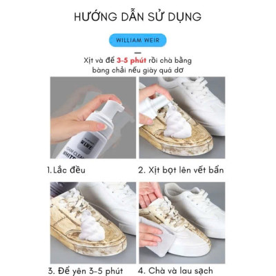 Chai xịt tạo bọt tuyết vệ sinh giày cao cấp, chai tẩy rửa giày không dùng nước 1 CHAI 200ml