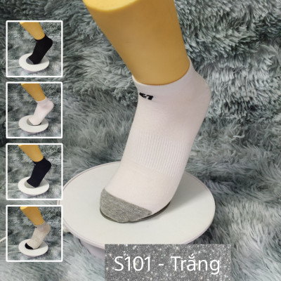 Tất Vớ cổ ngắn trơn Cotton Air Seven S101. 4 màu: Trắng, Đen, Xanh, Xám. Dày dặn, mềm mại, kháng khuẩn khử mùi, không hôi chân.