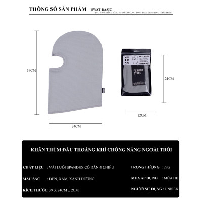 Khăn trùm kín mặt chống nắng, chống tia UV khi đi xe dành cho cả nam và nữ Rimix Khẩu trang băng lụa chống nắng cao cấp chống tia UV, chống bụi, UPF50+ 