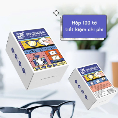 Hộp 100 khăn lau kính, Giấy lau kính chống mờ sương, mồ hôi, chống nhờn - HENRYSA