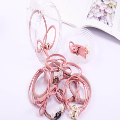 Hộp 12 dây cột tóc Hàn Quốc siêu đẹp siêu bền (Màu Hồng)