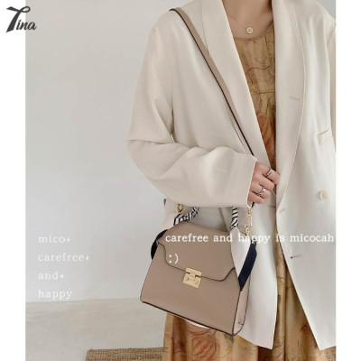 Túi xách cầm tay Micocah 2021 thiết kế dáng hộp, đính khăn trên tay cầm (NSE507) (M435)