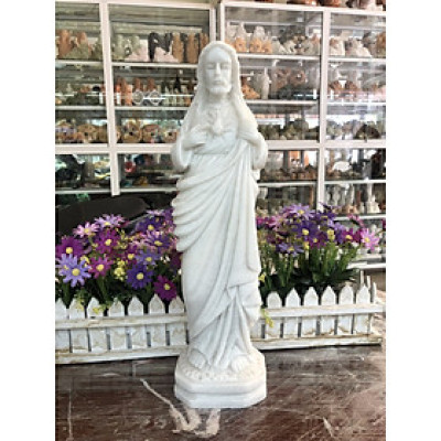 Tượng công giáo, Tượng thánh tâm chúa Giêsu đá cẩm thạch trắng - Cao 40cm