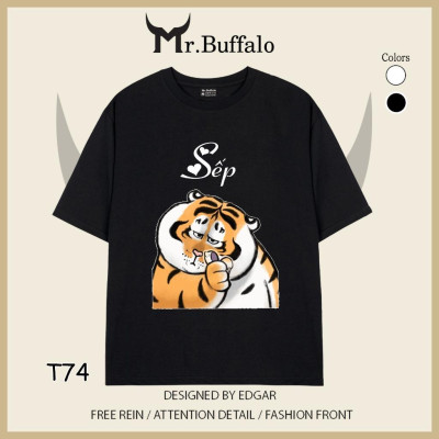 Áo đôi ,áo thun cặp nam nữ tay lỡ Unisex Sếp đệ form rộng vải cotton 100% T74T75 - Mr.Buffalo