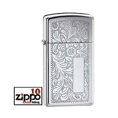 Bật lửa Zippo Slim 1652 Chrome Venetian - Chính hãng 100%