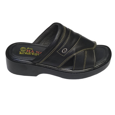 Dép Nam Quai Ngang Da Bò Thật HÀ NAM Đế Cao Dành Cho Người Thấp DNA2126