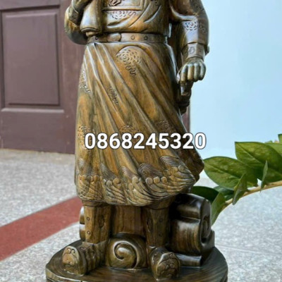 Tượng  trần  quốc  tuấn  trần hưng  đạo  vương  bằng gỗ  trắc  xanh cực đẹp kt cao 60×21×16cm