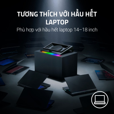 Đế tản nhiệt Razer Laptop Cooling Pad | 14" đến 18" inch | 3 Cổng USB-A 2.0 Kết Nối | Nhiệt Độ Mát lên tới 16 Độ | Hàng Chính Hãng
