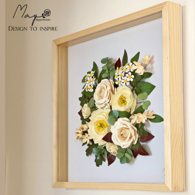 Tranh hoa giấy handmade trang trí cao cấp SNAPSHOT NẮNG MÙA ĐÔNG 40x40 cm - Maypaperflower Hoa giấy nghệ thuật