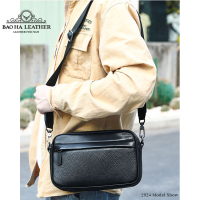 Túi đeo chéo nam mini da bò thật BAOHA LEATHER BHM6189 Túi da đeo vai nhỏ