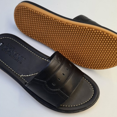 DÉP QUAI NGANG NAM DA BÒ 100%, QUAI DA BÒ NAPPA CAO CÁP, ĐẾ CAO SU VÀNG ĐI MASSAGE CHÂN CỰC KỲ ÊM 