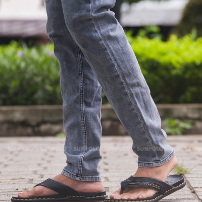 Dép Kẹp Xỏ Ngón Nam Da Bò SUNPOLO KEP201 Bền đẹp (Đen)