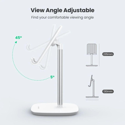 Ugreen UG70976LP177TK xoay 45 độ Màu Trắng Giá đỡ điện thoại. máy tính bảng chất liệu kim loại - HÀNG CHÍNH HÃNG