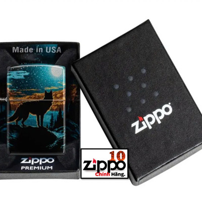 Bật lửa Zippo 46252 Moonlight Wolf Design - Chính hãng 100%