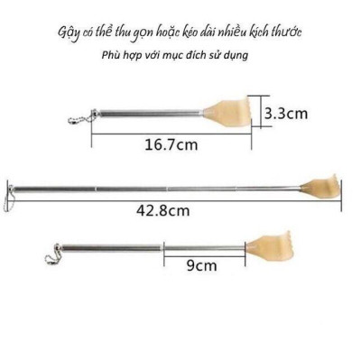 (Hàng New) Cây Gãi Lưng Hợp Kim Hình Móng Tay Gai Gãi Đã Ngứa Loại Tốt Có Thể Thu Gọn Kéo Dài 60cm Bất Kỳ Đâu Loại Tốt