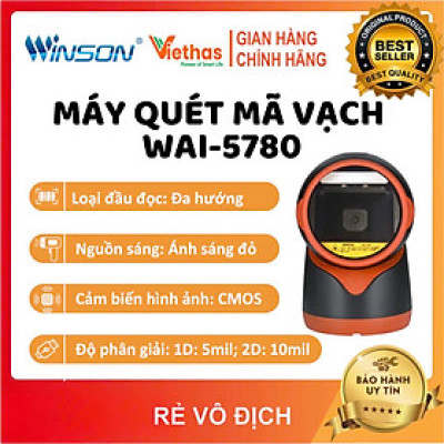 Máy quét mã vạch đa tia để bàn Winson 5780 Đầu đọc mã siêu nhạy dùng trong bán hàng siêu thị, shop thời trang - Hàng Chính Hãng