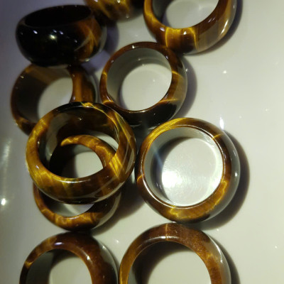 Nhẫn Nam Đá Mắt Hổ Vàng Nâu Tiger Eyes Tự Nhiên đậm bóng đẹp mới ni 20mm x Cao 12mm / 11mm dầy 4mm nam mệnh Kim mệnh Thổ mệnh Thủy đeo ni 20mm rẻ đẹp ạ