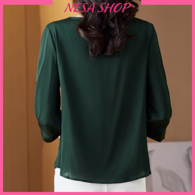 Áo kiểu nữ đẹp tay lỡ cổ tròn NeSa Shop, chất liệu Mango thấm hút mồ hôi, áo nữ đẹp nhiều màu, AKH.57
