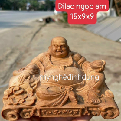 Tượng phật di lặc mini để ôtô ,bàn làm việc ,bàn học ...bằng gỗ ngọc am thơm nức kt 15×9×9cm