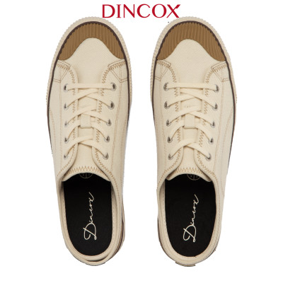 Giày Sục Đạp Gót Mules Vải Sneaker Unisex Tăng Chiều Cao 4cm DINCOX E10 Off/white