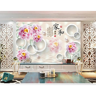 Tranh dán tường 3d,TRANH HOA 3D DÁN TƯỜNG CAO CẤP, Tranh hoa 3D, tranh lụa 3D dán tường,tranh dán tường phòng khách 3D PVP-GN782