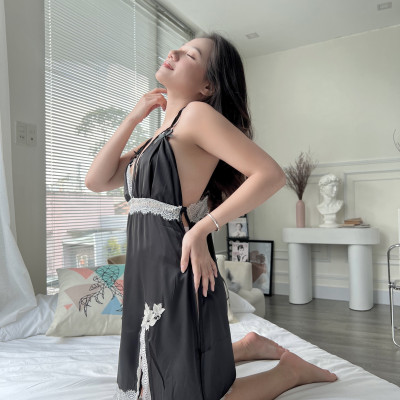 Váy ngủ lụa hai dây hở lưng sexy P1 - Đầm ngủ nữ cao cấp gợi cảm - Đồ ngủ nữ sexy