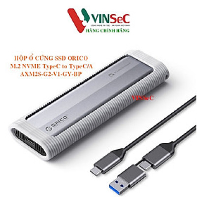 Hộp ổ cứng SSD ORICO TypeC M.2 Dual NVME+SATA ( NGFF ) AXM2S-G2-V1-GY-BP - Hàng Chính Hãng