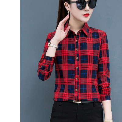 Áo sơ mi nữ dài tay kẻ caro thời trang công sở Haint Boutique HB49