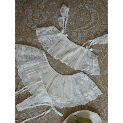 Bộ Đồ Ngủ 3 Món Tiểu Thư Dễ Thương Viền Ren Gợi Cảm