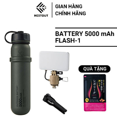 COMBO Pin Dự Phòng 5000 mAh Và Đèn LED Dã Ngoại 12W NESTOUT - Hàng Chính Hãng - ELECOM OFFICIAL SHOP