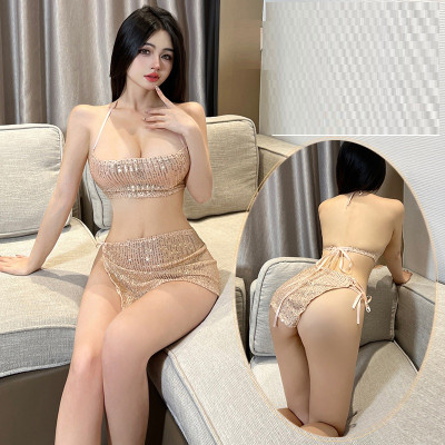 Set Đồ Ren Ánh Kim Quyến Rũ Kiêu Sa & Gợi Cảm  Bộ Nội Y Sequin Ánh Vàng Biến Hóa Thành Nữ Thần  Set Áo 2 Dây & Váy Ren Ôm Cực Phẩm Cho Nàng Sexy  Bộ Đồ Lấp Lánh Buộc Nơ Sau Thần Thái Nữ Chính Set Đồ Ngủ Ánh Kim Luxury Bắt Mắt Từ Mọi Góc Nhìn C080