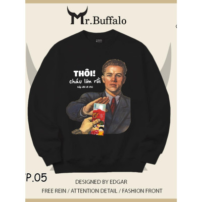 Áo Sweater Thôi Gấp đôi đi chú size 40kg tới 100kg Mr.Buffalo