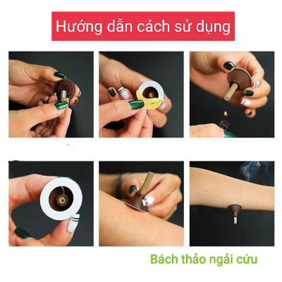 Điếu Ngải Dán, Nhang Ngải Cứu Hộp 50 Điếu Kèm Đế dán 7mm, 10mm Spa Dưỡng Sinh