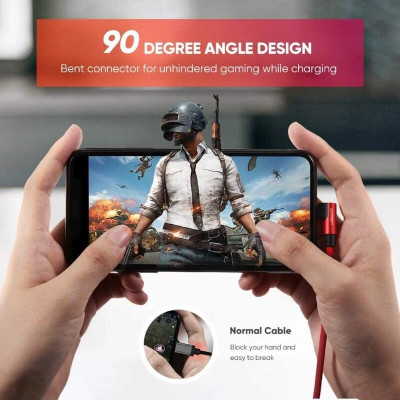 Ugreen UG60555US299TK 1m cáp usb lightning bọc nhôm chống nhiễu góc 90 độ màu đỏ - HÀNG CHÍNH HÃNG